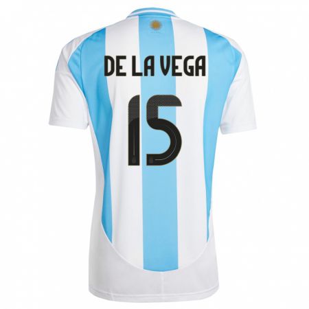 Kandiny Gyermek Argentína Pedro De La Vega #15 Fehér Kék Hazai Jersey 24-26 Mez Póló Ing