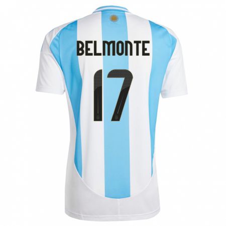 Kandiny Gyermek Argentína Tomas Belmonte #17 Fehér Kék Hazai Jersey 24-26 Mez Póló Ing