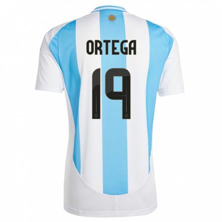 Kandiny Gyermek Argentína Francisco Ortega #19 Fehér Kék Hazai Jersey 24-26 Mez Póló Ing