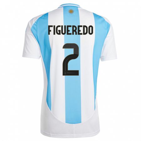 Kandiny Gyermek Argentína Leandro Figueredo #2 Fehér Kék Hazai Jersey 24-26 Mez Póló Ing