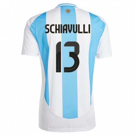 Kandiny Gyermek Argentína Thiago Schiavulli #13 Fehér Kék Hazai Jersey 24-26 Mez Póló Ing