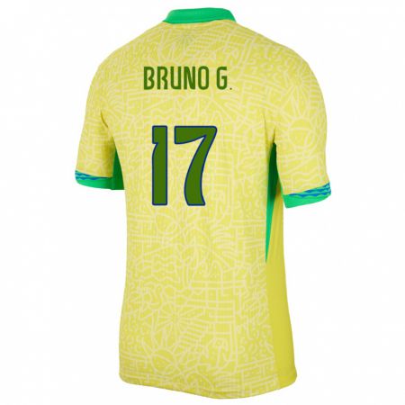 Kandiny Gyermek Brazília Bruno Guimaraes #17 Sárga Hazai Jersey 24-26 Mez Póló Ing