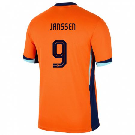 Kandiny Gyermek Hollandia Vincent Janssen #9 Narancs Hazai Jersey 24-26 Mez Póló Ing