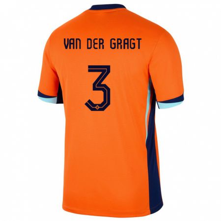 Kandiny Gyermek Hollandia Stefanie Van Der Gragt #3 Narancs Hazai Jersey 24-26 Mez Póló Ing