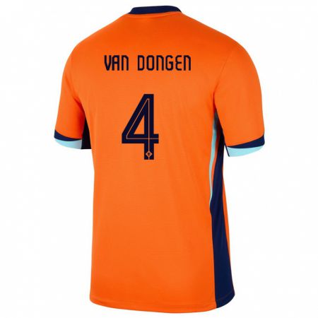 Kandiny Gyermek Hollandia Merel Van Dongen #4 Narancs Hazai Jersey 24-26 Mez Póló Ing