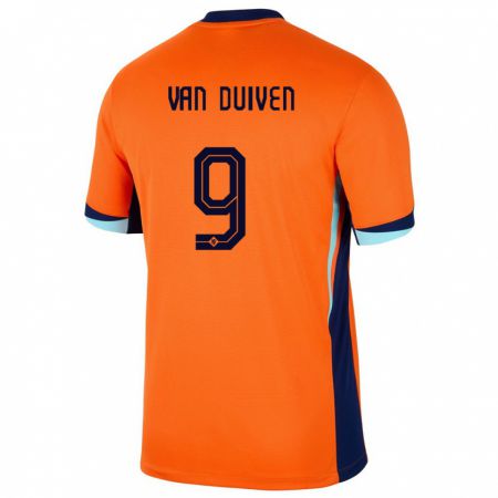 Kandiny Gyermek Hollandia Jason Van Duiven #9 Narancs Hazai Jersey 24-26 Mez Póló Ing