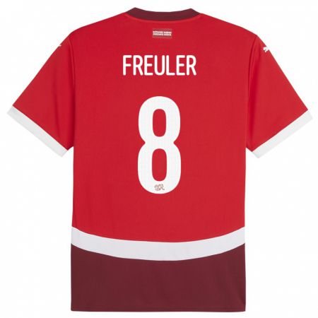 Kandiny Gyermek Svájc Remo Freuler #8 Piros Hazai Jersey 24-26 Mez Póló Ing