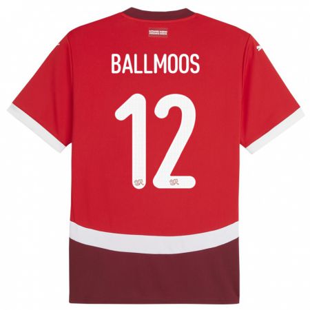 Kandiny Gyermek Svájc David Von Ballmoos #12 Piros Hazai Jersey 24-26 Mez Póló Ing
