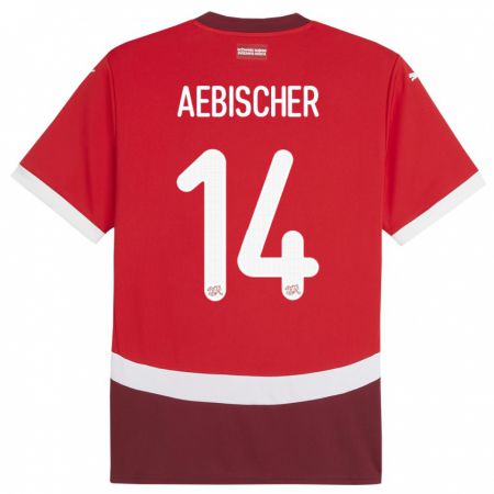 Kandiny Gyermek Svájc Michel Aebischer #14 Piros Hazai Jersey 24-26 Mez Póló Ing