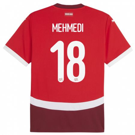 Kandiny Gyermek Svájc Admir Mehmedi #18 Piros Hazai Jersey 24-26 Mez Póló Ing