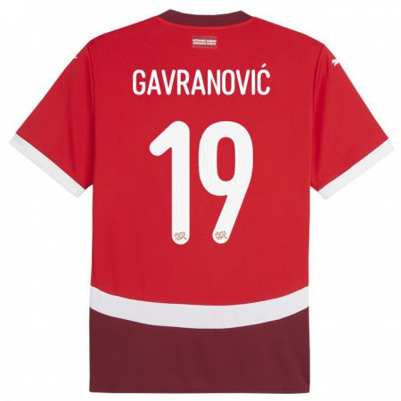 Kandiny Gyermek Svájc Mario Gavranovic #19 Piros Hazai Jersey 24-26 Mez Póló Ing