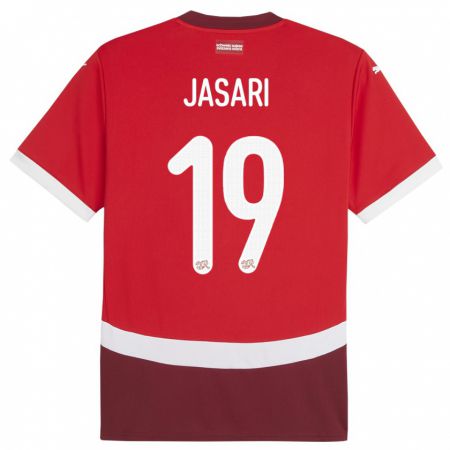Kandiny Gyermek Svájc Ardon Jasari #19 Piros Hazai Jersey 24-26 Mez Póló Ing