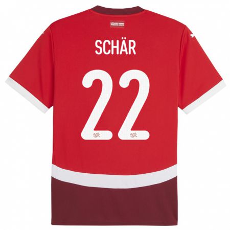 Kandiny Gyermek Svájc Fabian Schar #22 Piros Hazai Jersey 24-26 Mez Póló Ing