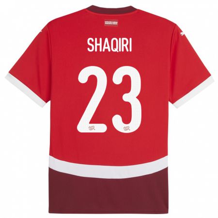 Kandiny Gyermek Svájc Xherdan Shaqiri #23 Piros Hazai Jersey 24-26 Mez Póló Ing