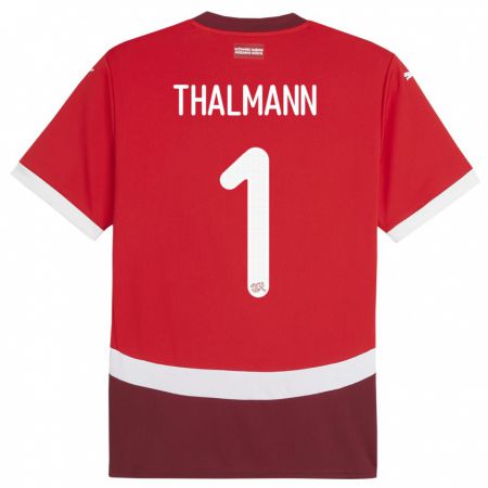 Kandiny Gyermek Svájc Gaelle Thalmann #1 Piros Hazai Jersey 24-26 Mez Póló Ing