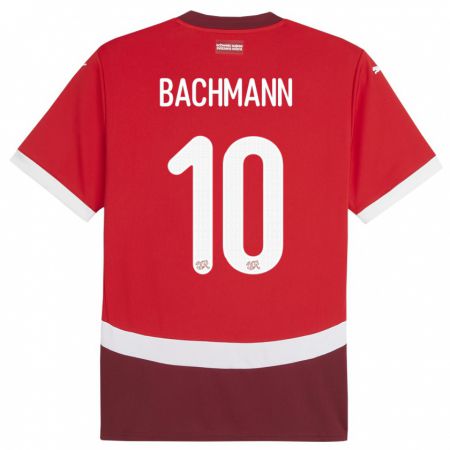 Kandiny Gyermek Svájc Ramona Bachmann #10 Piros Hazai Jersey 24-26 Mez Póló Ing