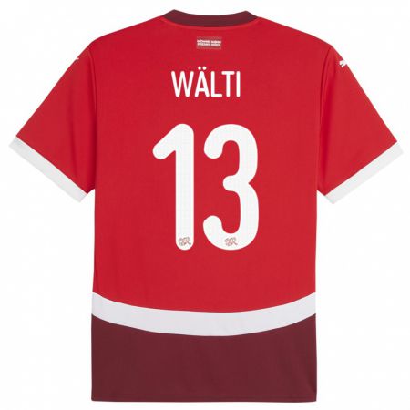 Kandiny Gyermek Svájc Lia Walti #13 Piros Hazai Jersey 24-26 Mez Póló Ing