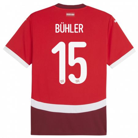 Kandiny Gyermek Svájc Luana Buhler #15 Piros Hazai Jersey 24-26 Mez Póló Ing