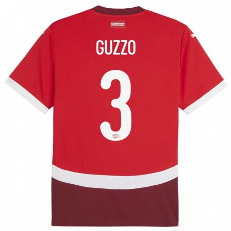 Kandiny Gyermek Svájc Ramon Guzzo #3 Piros Hazai Jersey 24-26 Mez Póló Ing