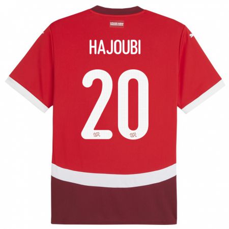 Kandiny Gyermek Svájc Amin Hajoubi #20 Piros Hazai Jersey 24-26 Mez Póló Ing