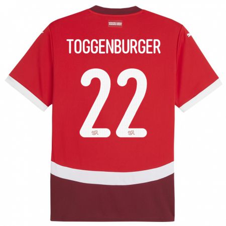 Kandiny Gyermek Svájc Nando Toggenburger #22 Piros Hazai Jersey 24-26 Mez Póló Ing