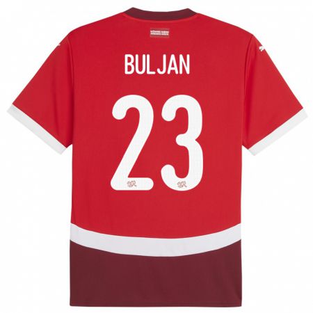 Kandiny Gyermek Svájc Leo Buljan #23 Piros Hazai Jersey 24-26 Mez Póló Ing