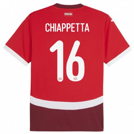 Kandiny Gyermek Svájc Carmine Chiappetta #16 Piros Hazai Jersey 24-26 Mez Póló Ing