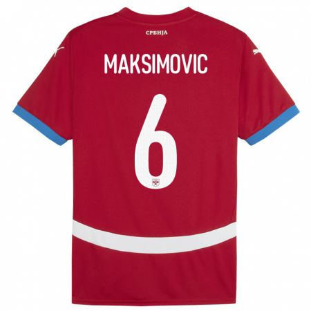 Kandiny Gyermek Szerbia Nemanja Maksimovic #6 Piros Hazai Jersey 24-26 Mez Póló Ing