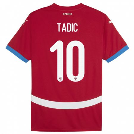 Kandiny Gyermek Szerbia Dusan Tadic #10 Piros Hazai Jersey 24-26 Mez Póló Ing