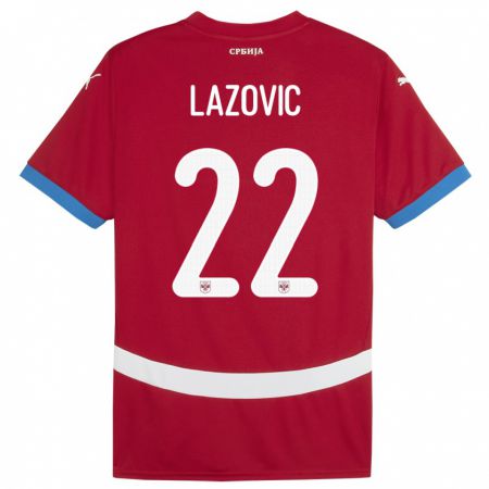 Kandiny Gyermek Szerbia Darko Lazovic #22 Piros Hazai Jersey 24-26 Mez Póló Ing
