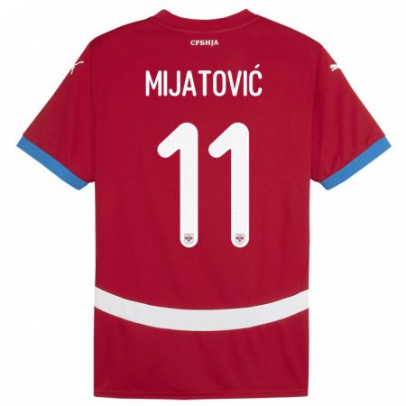 Kandiny Gyermek Szerbia Jovan Mijatovic #11 Piros Hazai Jersey 24-26 Mez Póló Ing