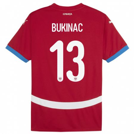 Kandiny Gyermek Szerbia Stefan Bukinac #13 Piros Hazai Jersey 24-26 Mez Póló Ing