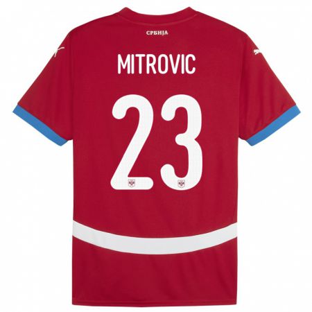 Kandiny Gyermek Szerbia Vuk Mitrovic #23 Piros Hazai Jersey 24-26 Mez Póló Ing