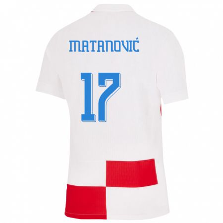 Kandiny Gyermek Horvátország Igor Matanovic #17 Fehér Piros Hazai Jersey 24-26 Mez Póló Ing