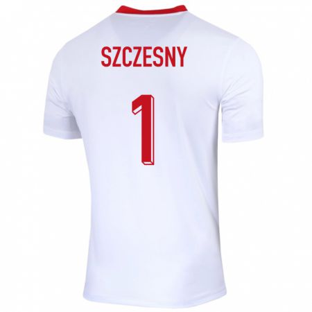 Kandiny Gyermek Lengyelország Wojciech Szczesny #1 Fehér Hazai Jersey 24-26 Mez Póló Ing