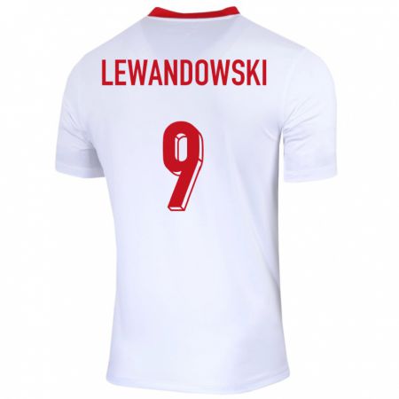 Kandiny Gyermek Lengyelország Robert Lewandowski #9 Fehér Hazai Jersey 24-26 Mez Póló Ing