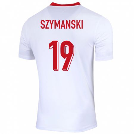 Kandiny Gyermek Lengyelország Sebastian Szymanski #19 Fehér Hazai Jersey 24-26 Mez Póló Ing