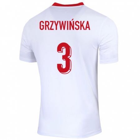 Kandiny Gyermek Lengyelország Gabriela Grzywinska #3 Fehér Hazai Jersey 24-26 Mez Póló Ing