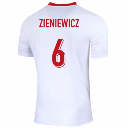 Kandiny Gyermek Lengyelország Wiktoria Zieniewicz #6 Fehér Hazai Jersey 24-26 Mez Póló Ing