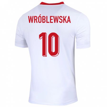 Kandiny Gyermek Lengyelország Joanna Wroblewska #10 Fehér Hazai Jersey 24-26 Mez Póló Ing