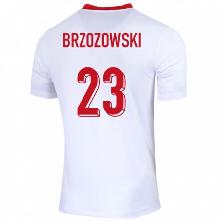 Kandiny Gyermek Lengyelország Milosz Brzozowski #23 Fehér Hazai Jersey 24-26 Mez Póló Ing