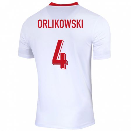 Kandiny Gyermek Lengyelország Igor Orlikowski #4 Fehér Hazai Jersey 24-26 Mez Póló Ing