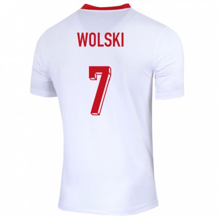 Kandiny Gyermek Lengyelország Filip Wolski #7 Fehér Hazai Jersey 24-26 Mez Póló Ing