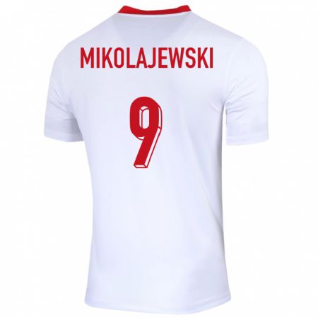 Kandiny Gyermek Lengyelország Daniel Mikolajewski #9 Fehér Hazai Jersey 24-26 Mez Póló Ing