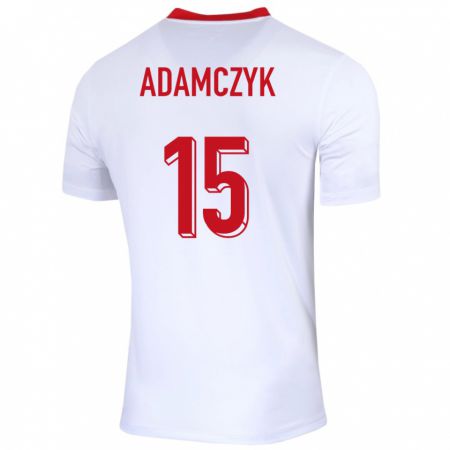 Kandiny Gyermek Lengyelország Nico Adamczyk #15 Fehér Hazai Jersey 24-26 Mez Póló Ing