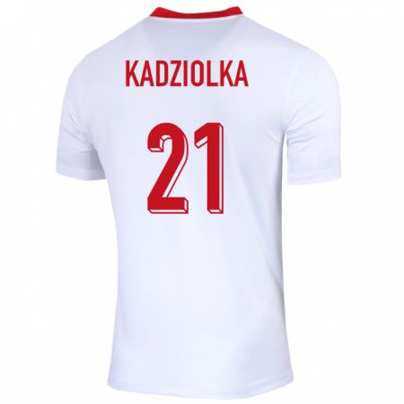 Kandiny Gyermek Lengyelország Szymon Kadziolka #21 Fehér Hazai Jersey 24-26 Mez Póló Ing