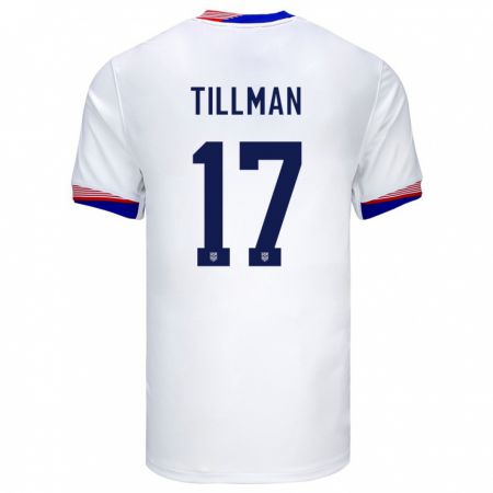 Kandiny Gyermek Egyesült Államok Malik Tillman #17 Fehér Hazai Jersey 24-26 Mez Póló Ing