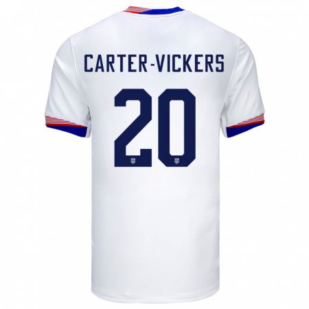 Kandiny Gyermek Egyesült Államok Cameron Carter-Vickers #20 Fehér Hazai Jersey 24-26 Mez Póló Ing