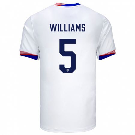 Kandiny Gyermek Egyesült Államok Thomas Williams #5 Fehér Hazai Jersey 24-26 Mez Póló Ing