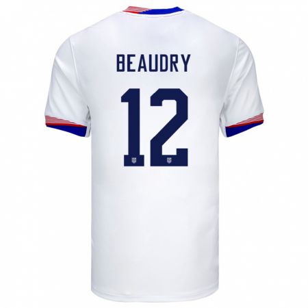 Kandiny Gyermek Egyesült Államok Adam Beaudry #12 Fehér Hazai Jersey 24-26 Mez Póló Ing